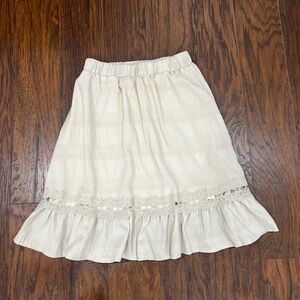Elegant Cream Skirt with Lace Trim